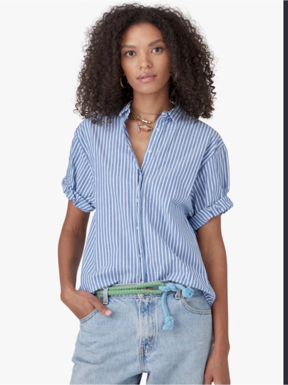 XiRENA Channing shirt blue and white stripes